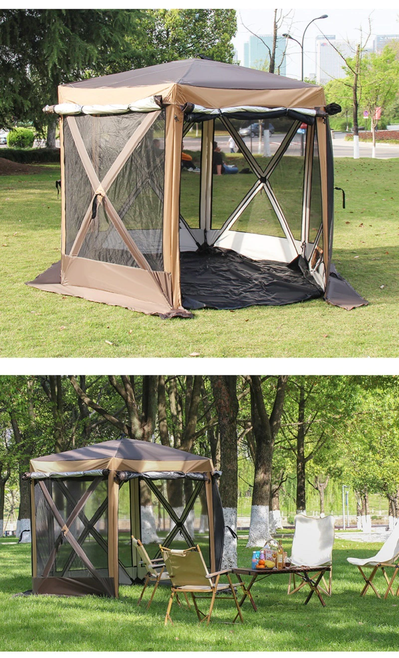 Cheap Goat Tents Outdoor Fully Automatic Camping Tent Movable Hexagonal Tent Pergola Awning Breathable Anti mosquito Family Party Travel Tent   